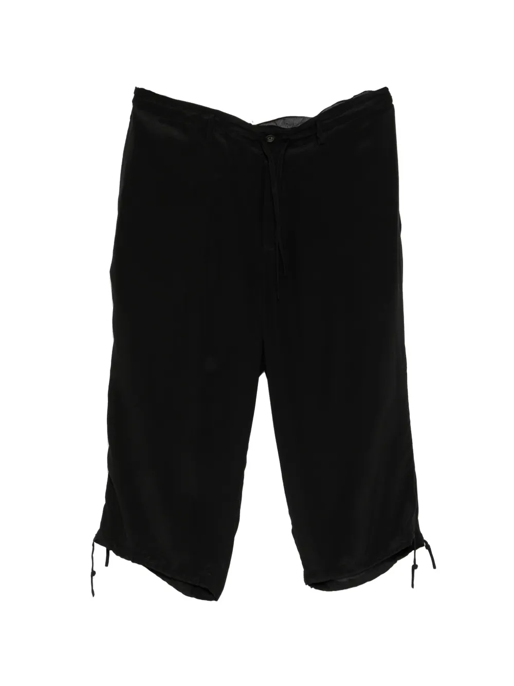Yohji Yamamoto 12-momme silk drawstring-fastening shorts Zwart