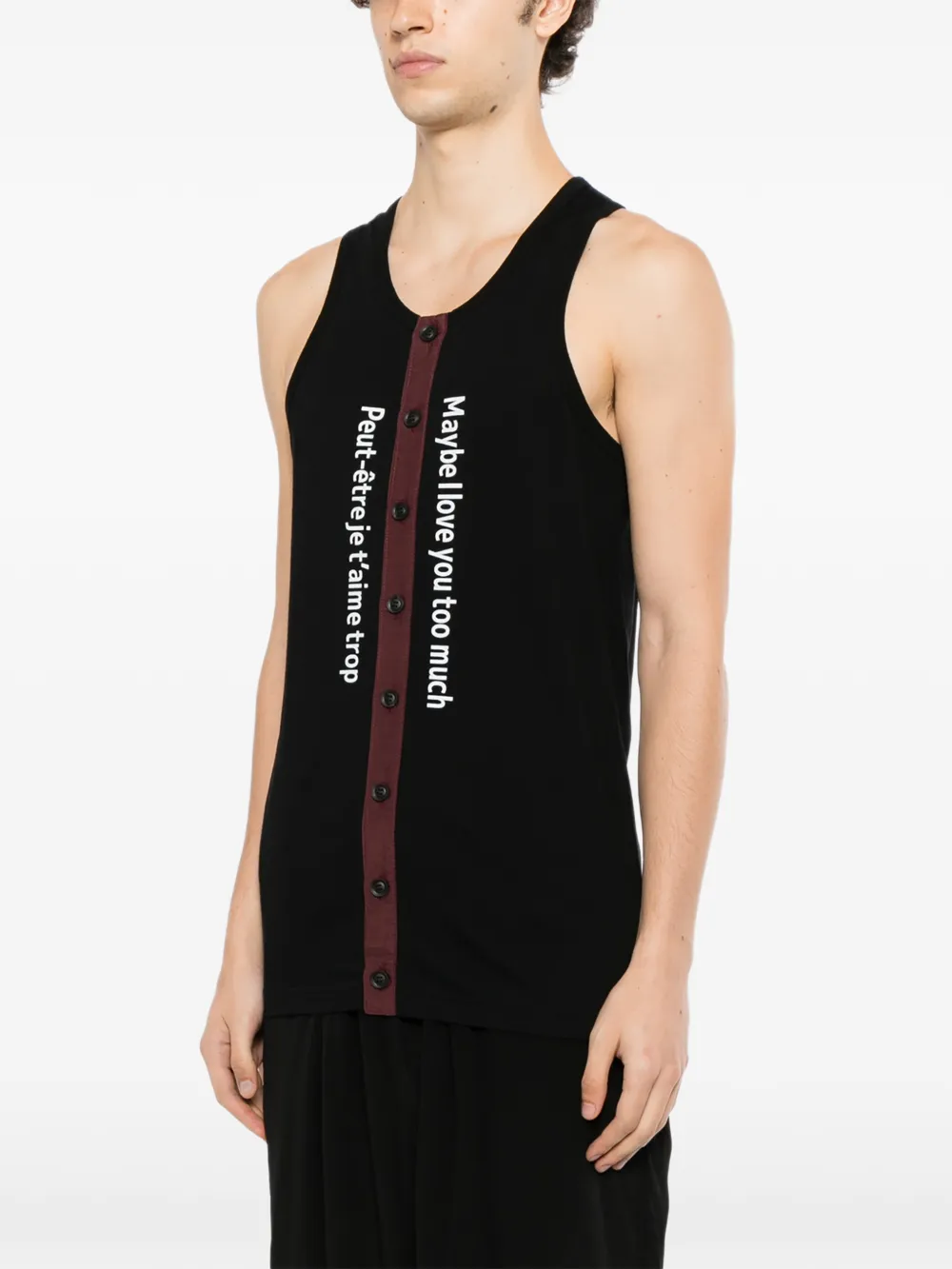 Yohji Yamamoto button-up tank top Zwart