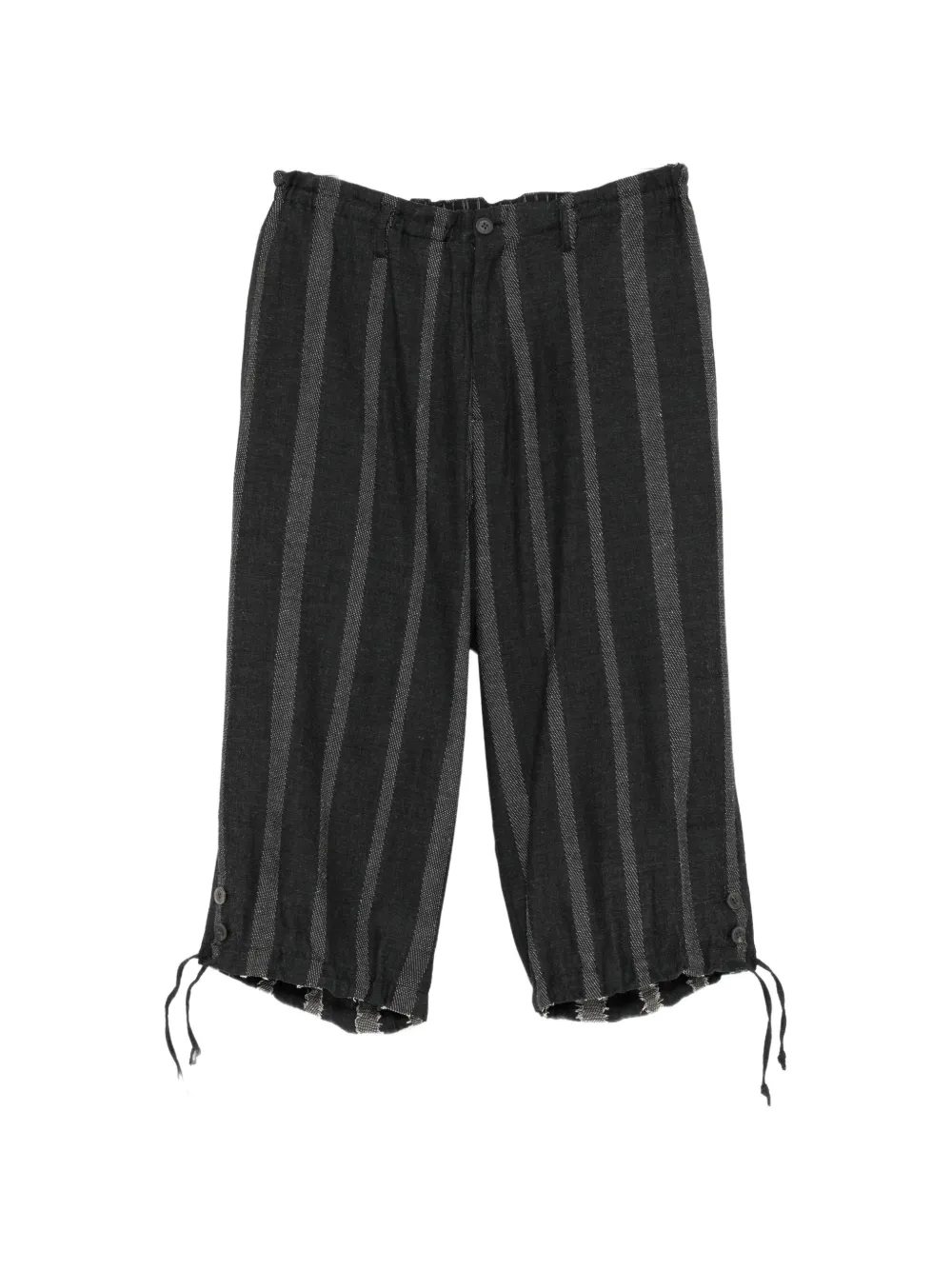 Yohji Yamamoto stripe-pattern wide-leg shorts Zwart