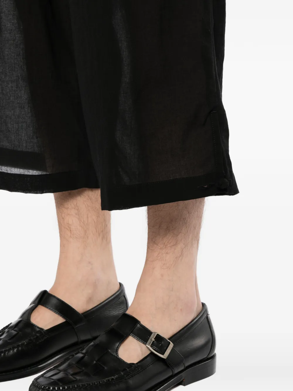 Yohji Yamamoto China Button shorts Zwart