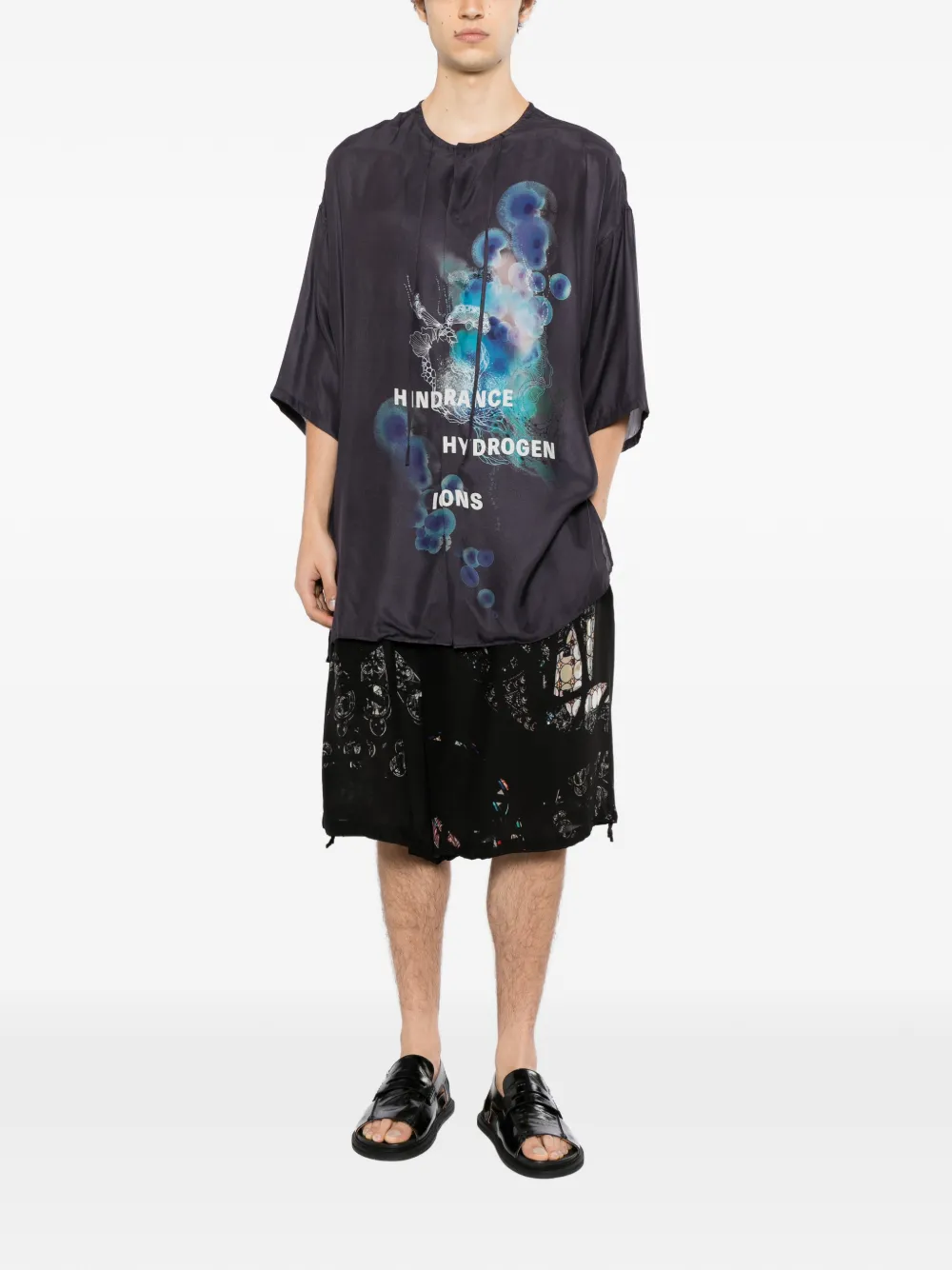 Yohji Yamamoto printed single-welt shorts Zwart