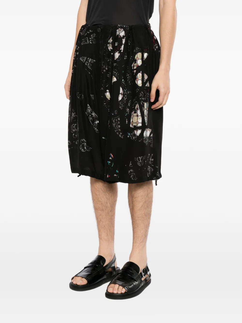 Yohji Yamamoto printed single-welt shorts Zwart
