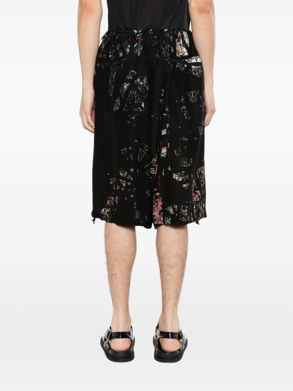 Yohji Yamamoto printed single-welt shorts Zwart