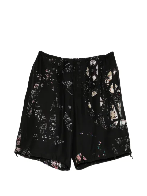 Yohji Yamamoto short imprimé à simple passepoil
