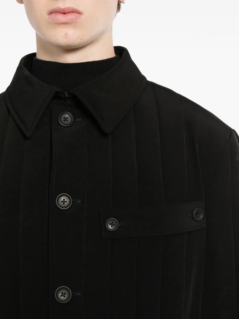 Yohji Yamamoto Gewatteerd jack met banddetail Zwart