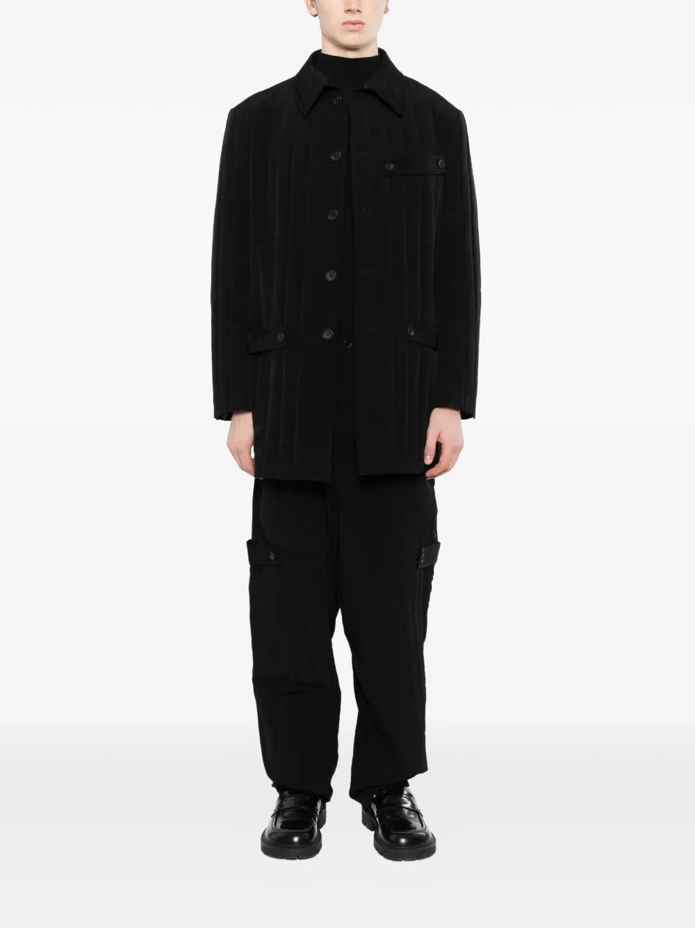 Yohji Yamamoto Gewatteerd jack met banddetail Zwart
