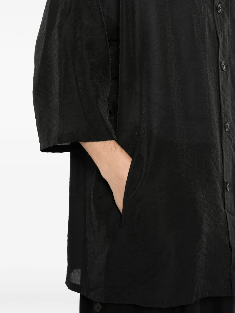 Yohji Yamamoto asymmetric lawn cape shirt Zwart
