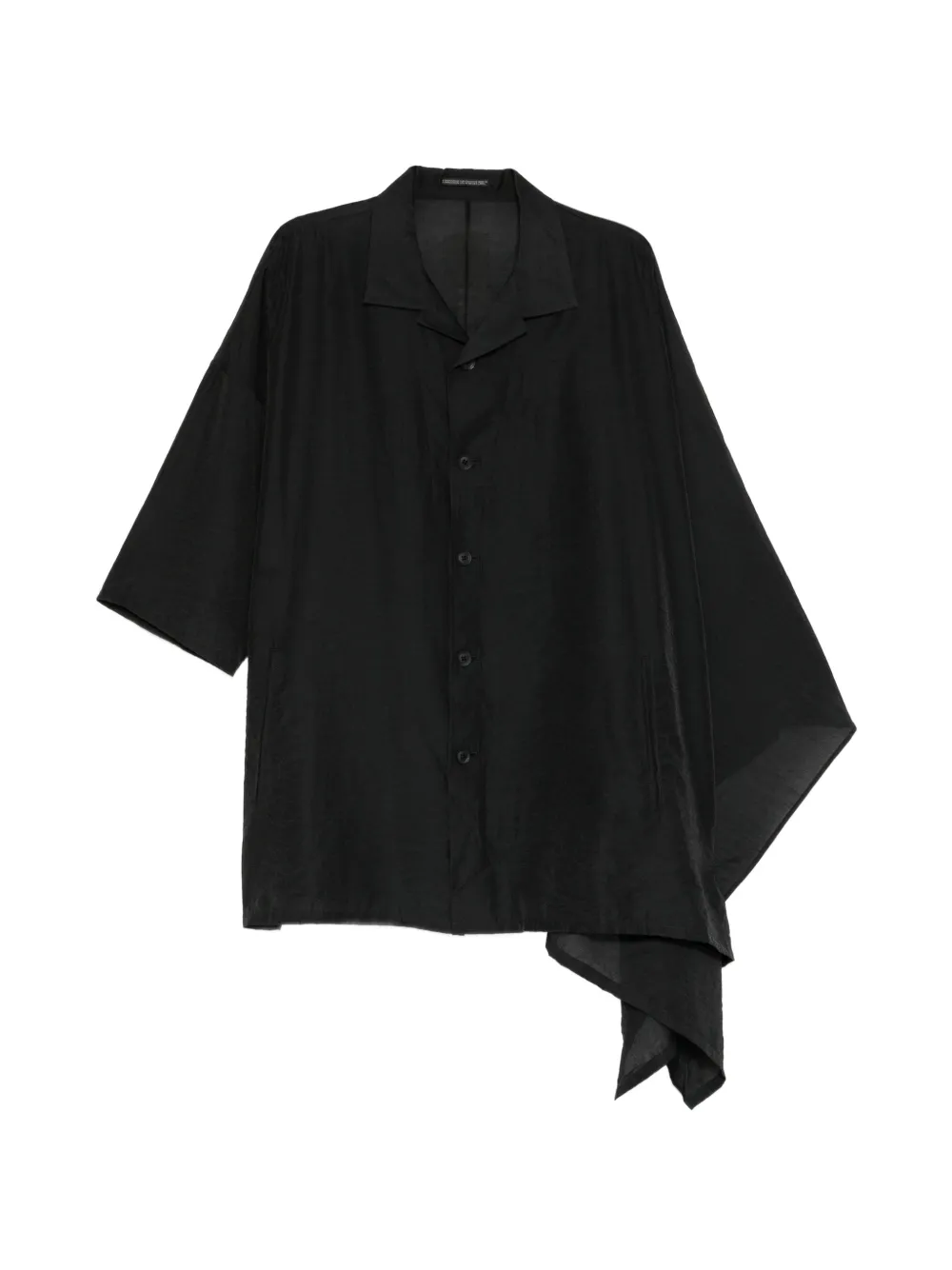 Yohji Yamamoto Camicia-cappa asimmetrica in batista - Nero
