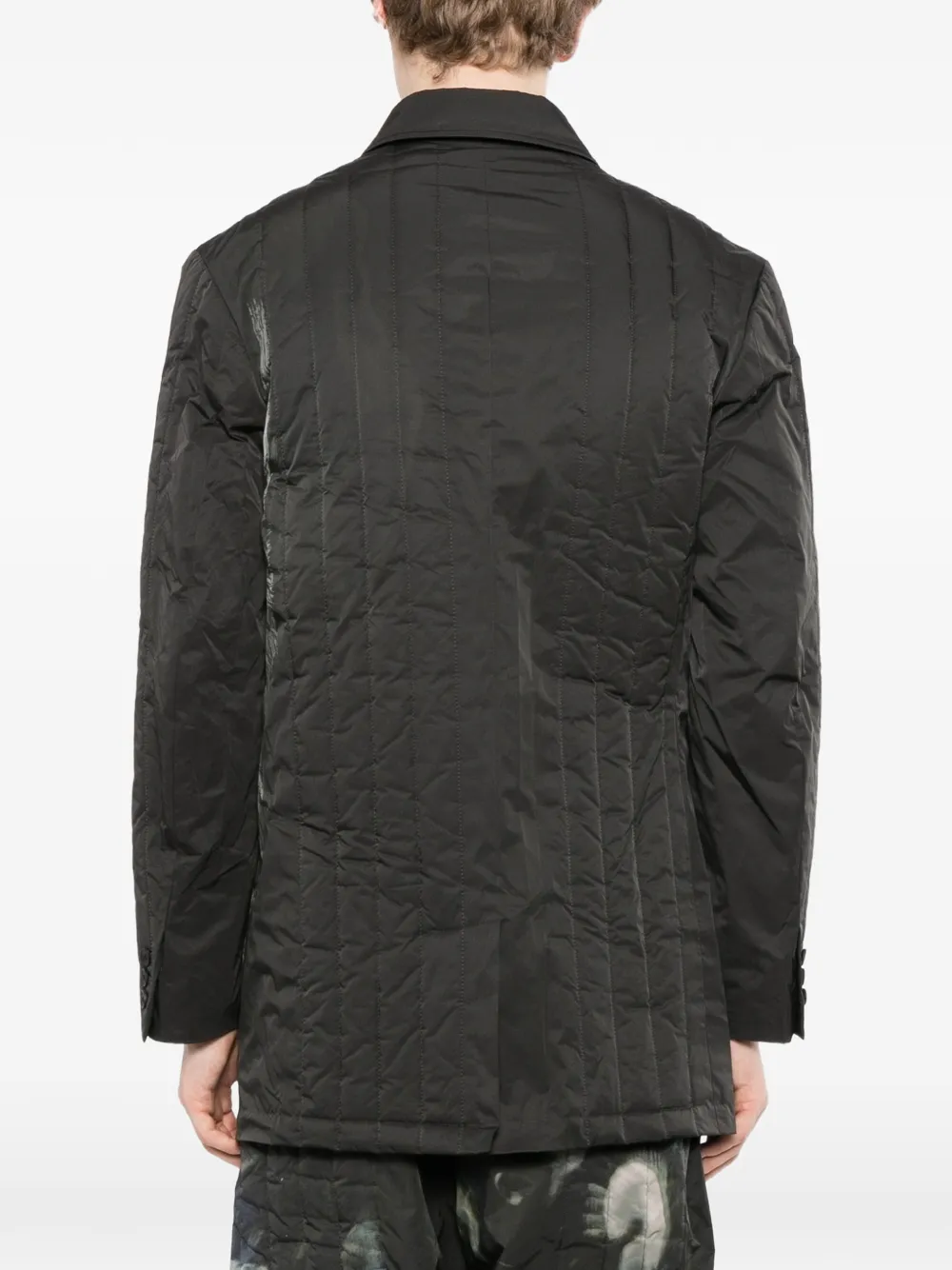 Yohji Yamamoto Rin gewatteerd jack met print Zwart