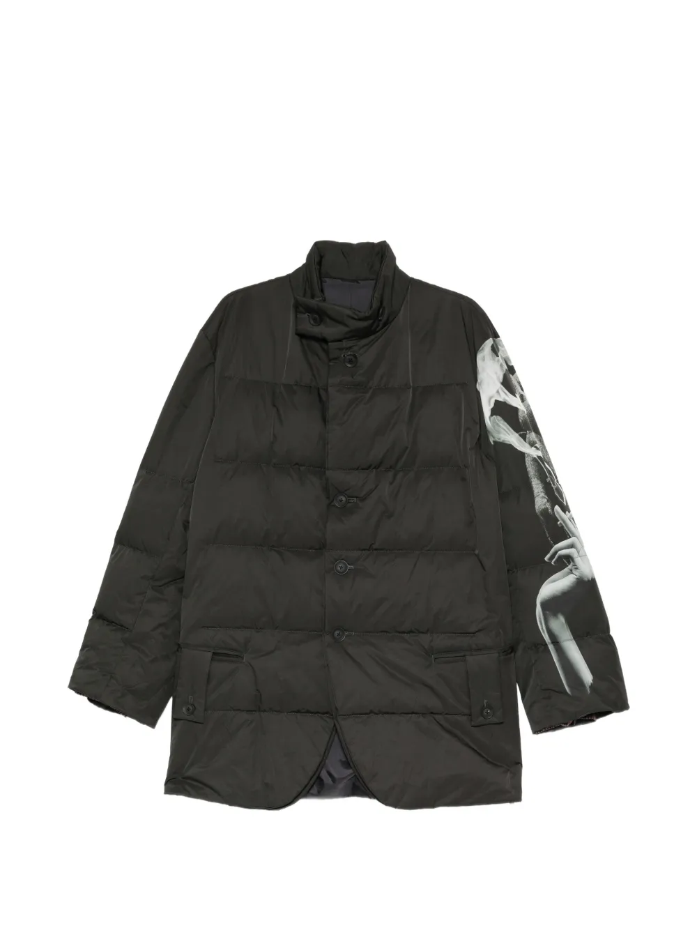 Yohji Yamamoto horizontal-padded graphic-print jacket - Nero