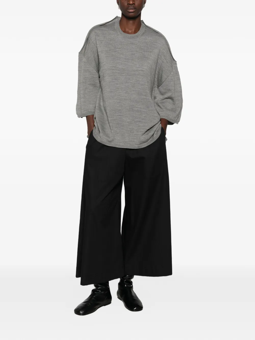 Comme Des Garçons Comme Des Garçons raw-edge panelled sweater Grijs
