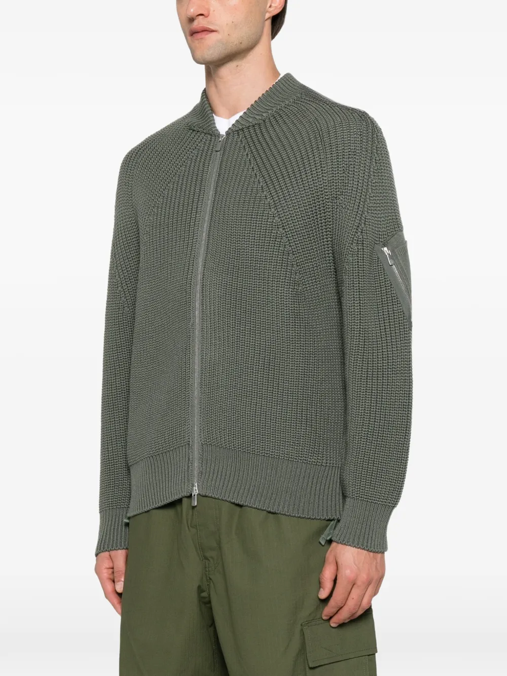 Comme des Garçons Homme Ribgebreid vest met rits Groen