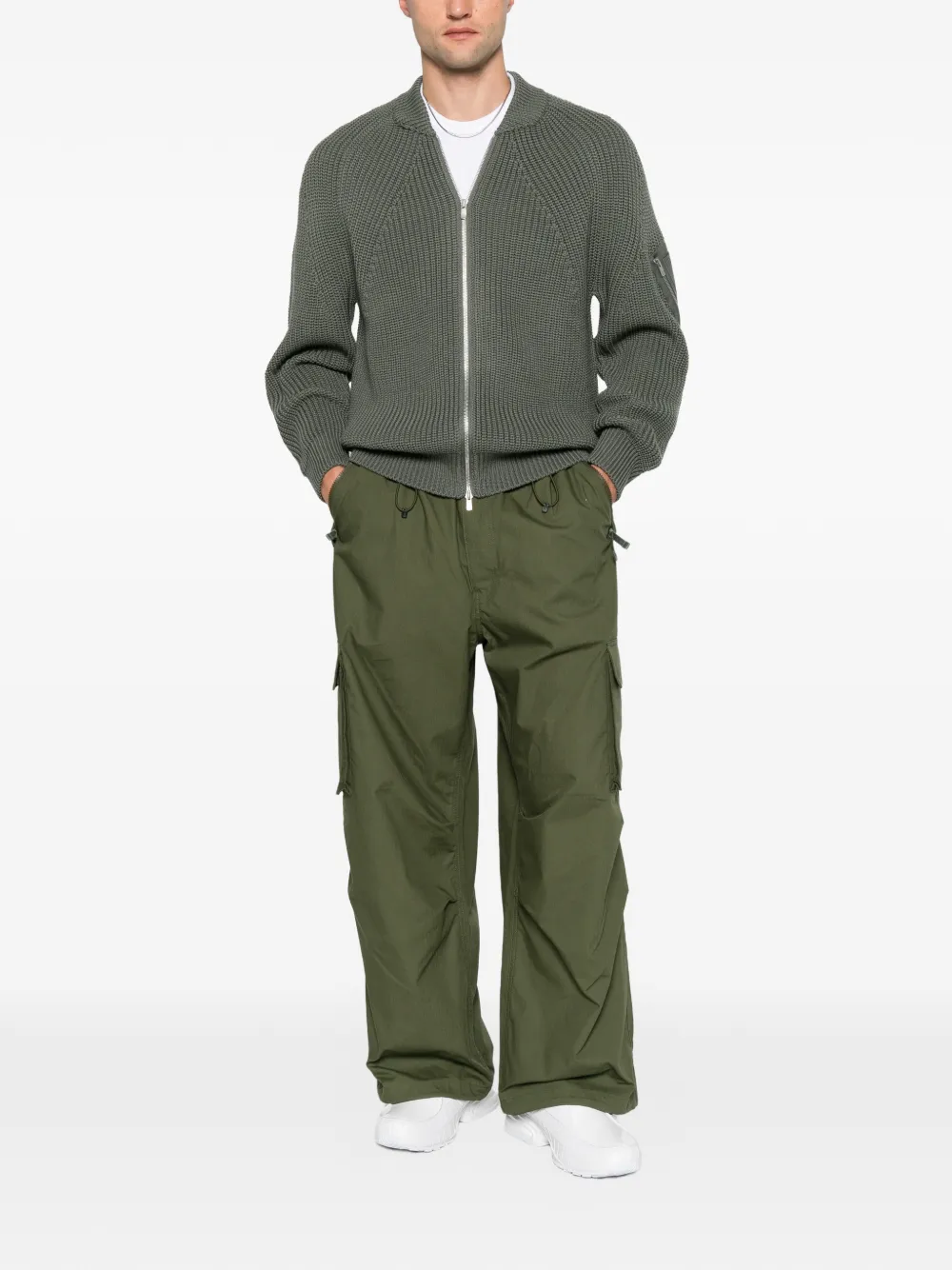 Comme des Garçons Homme Ribgebreid vest met rits Groen