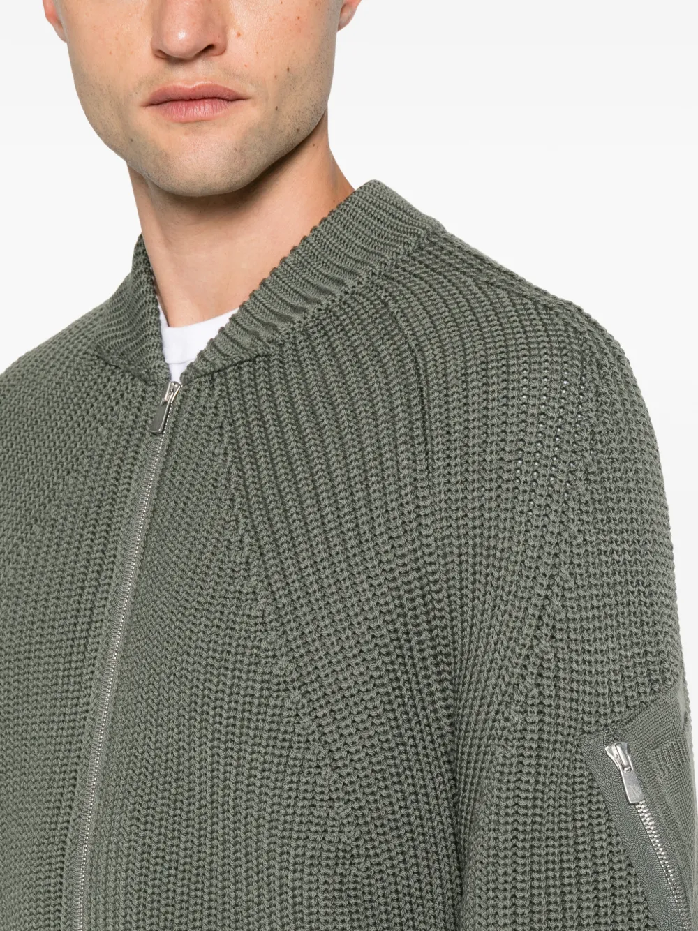 Comme des Garçons Homme Ribgebreid vest met rits Groen