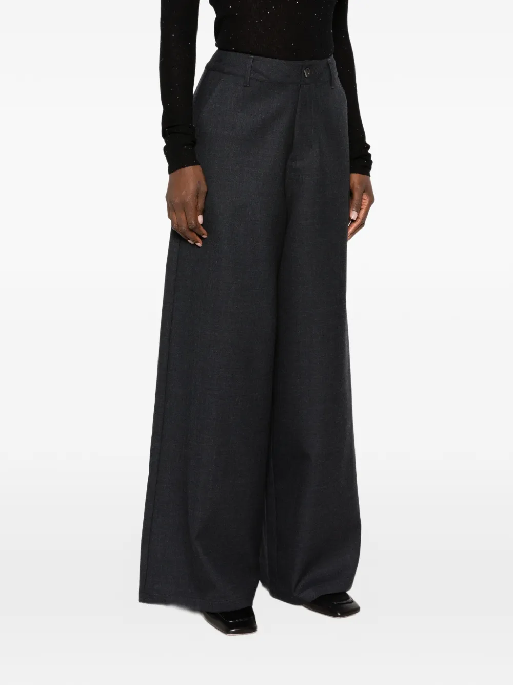 Eleh Pantalon met wijde pijpen Grijs