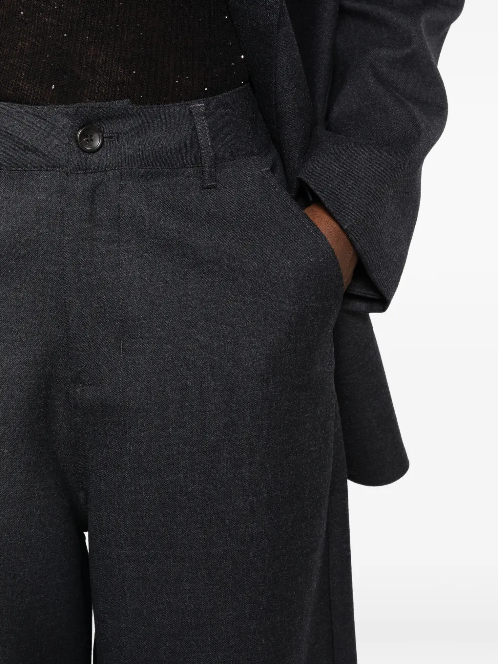 Eleh Pantalon met wijde pijpen Grijs