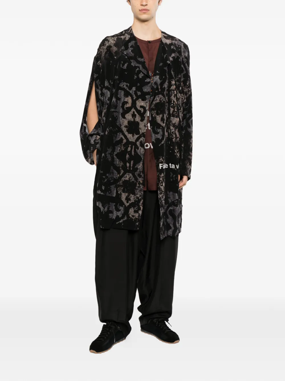 Yohji Yamamoto Baroque collarless coat Zwart