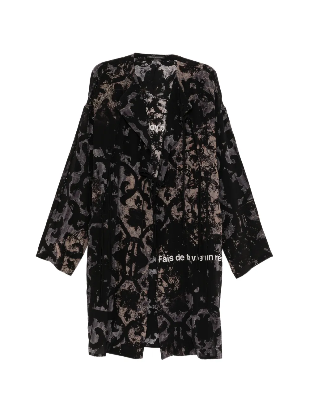 Yohji Yamamoto Baroque collarless coat - Nero