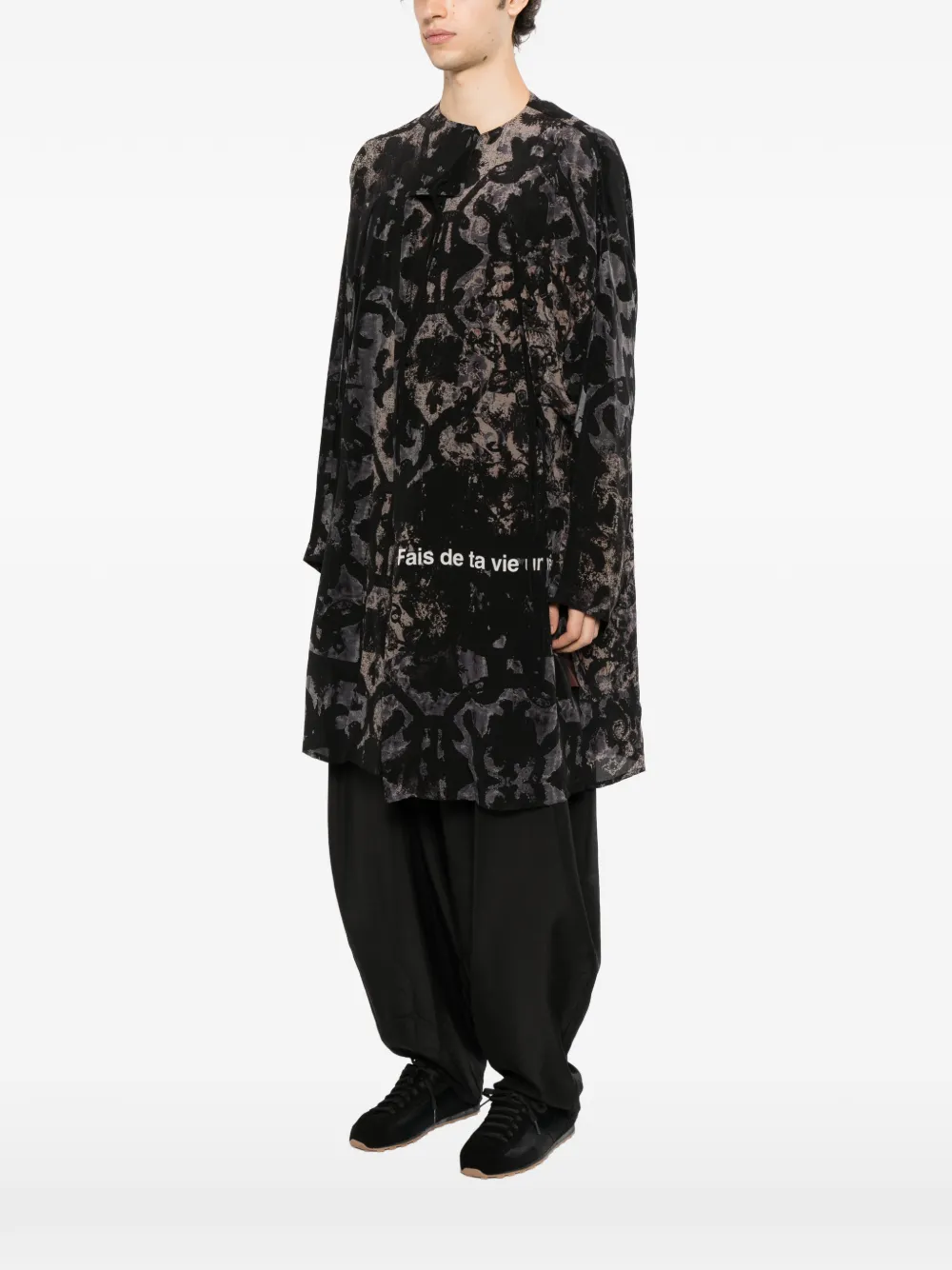 Yohji Yamamoto Baroque collarless coat Zwart