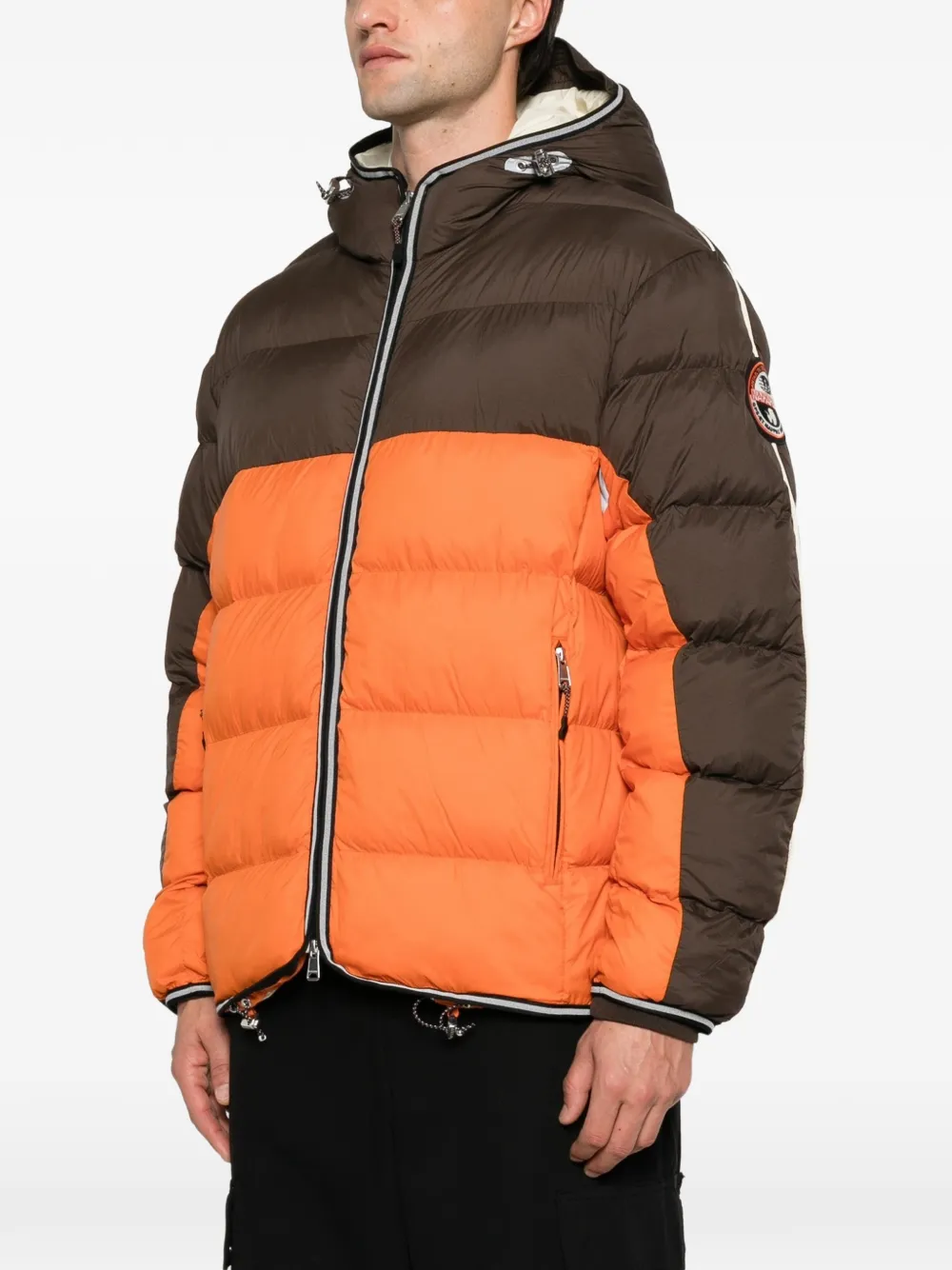 Napapijri Archive gewatteerd jack met colourblocking Bruin