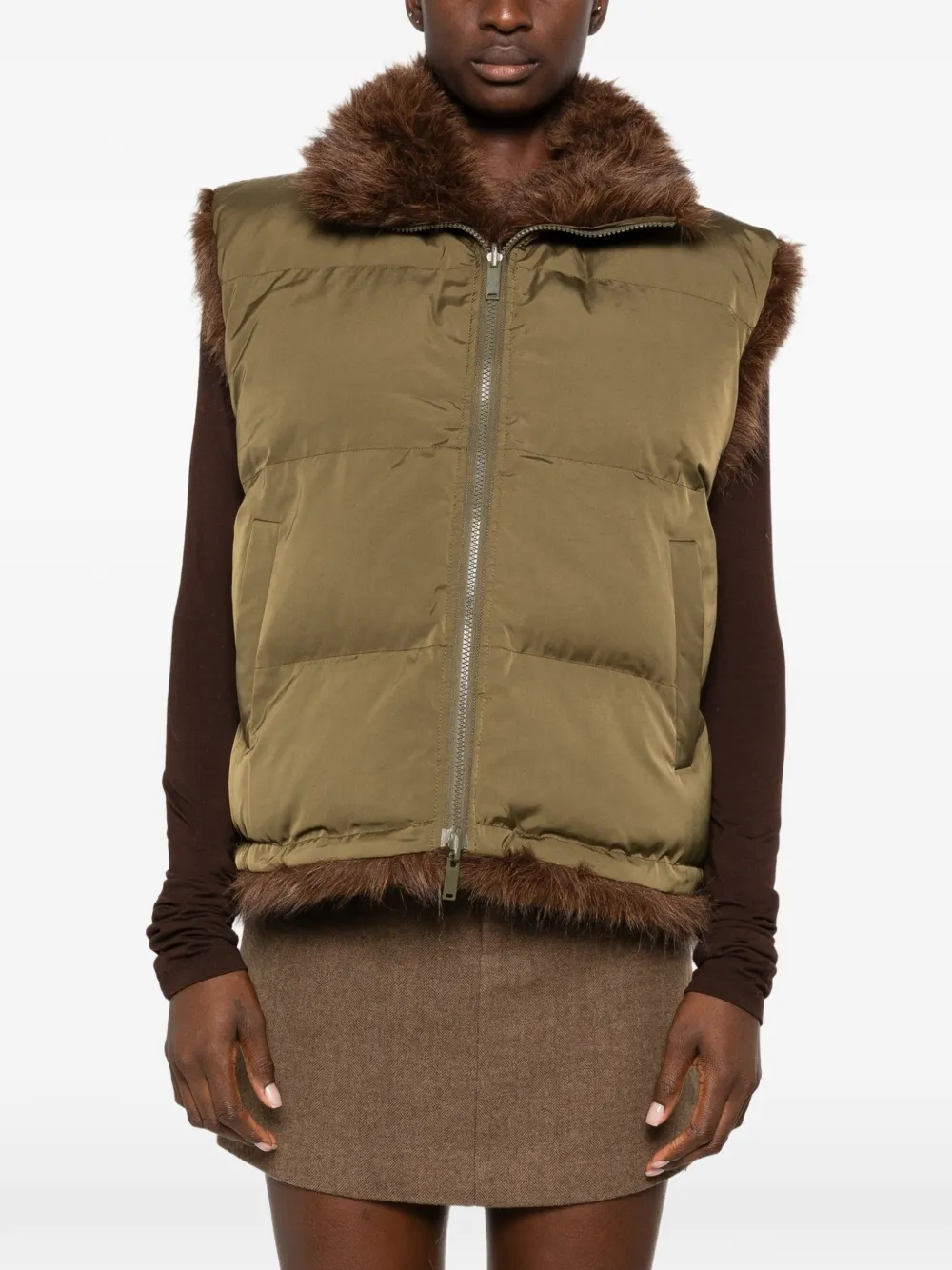 Eleh reversible faux-fur gilet Bruin