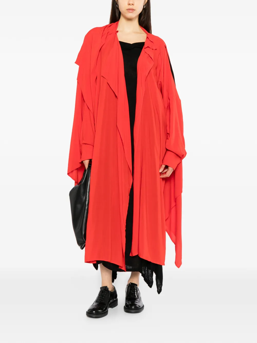 Yohji Yamamoto asymmetric draped coat Rood