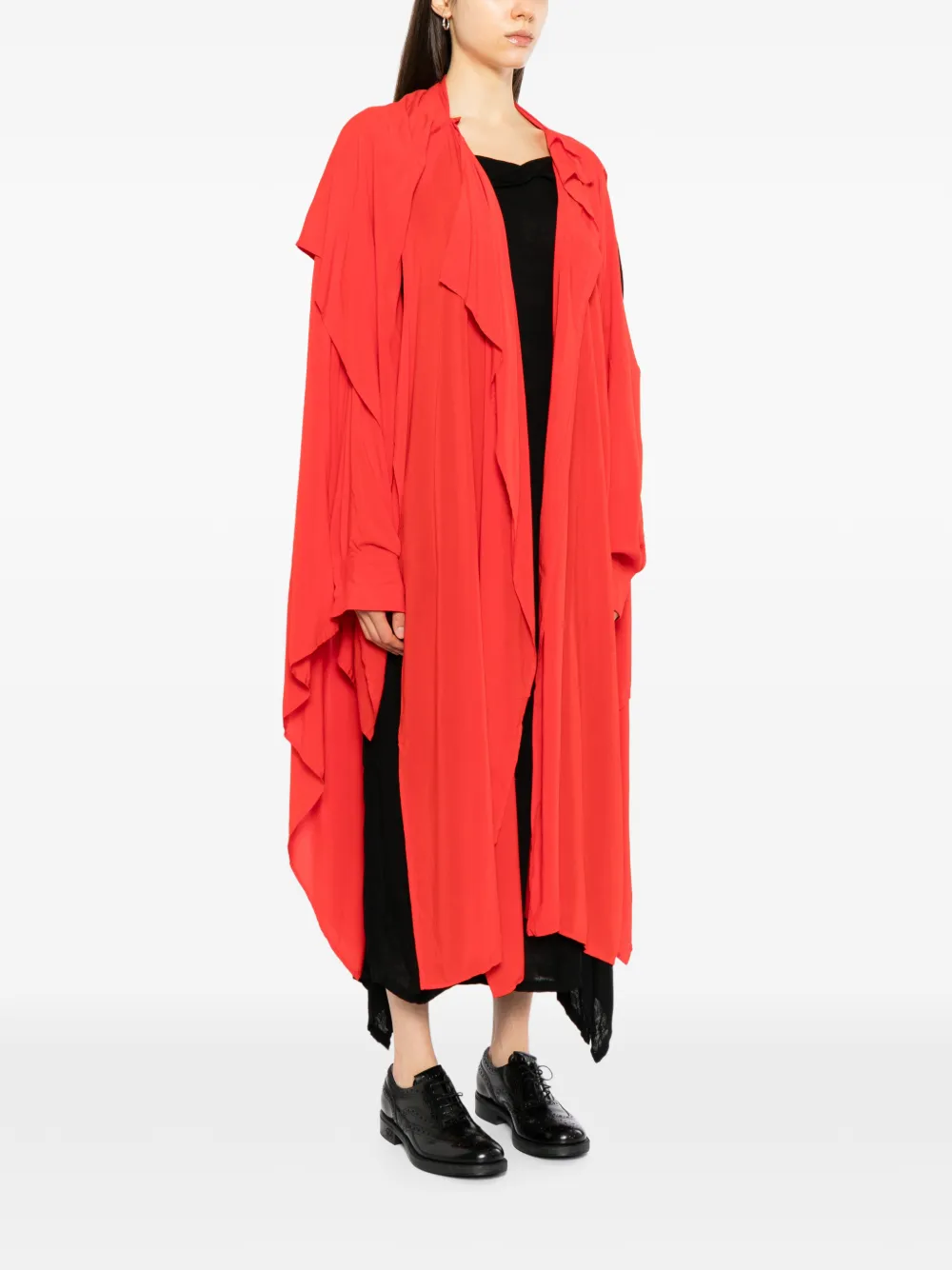 Yohji Yamamoto asymmetric draped coat Rood