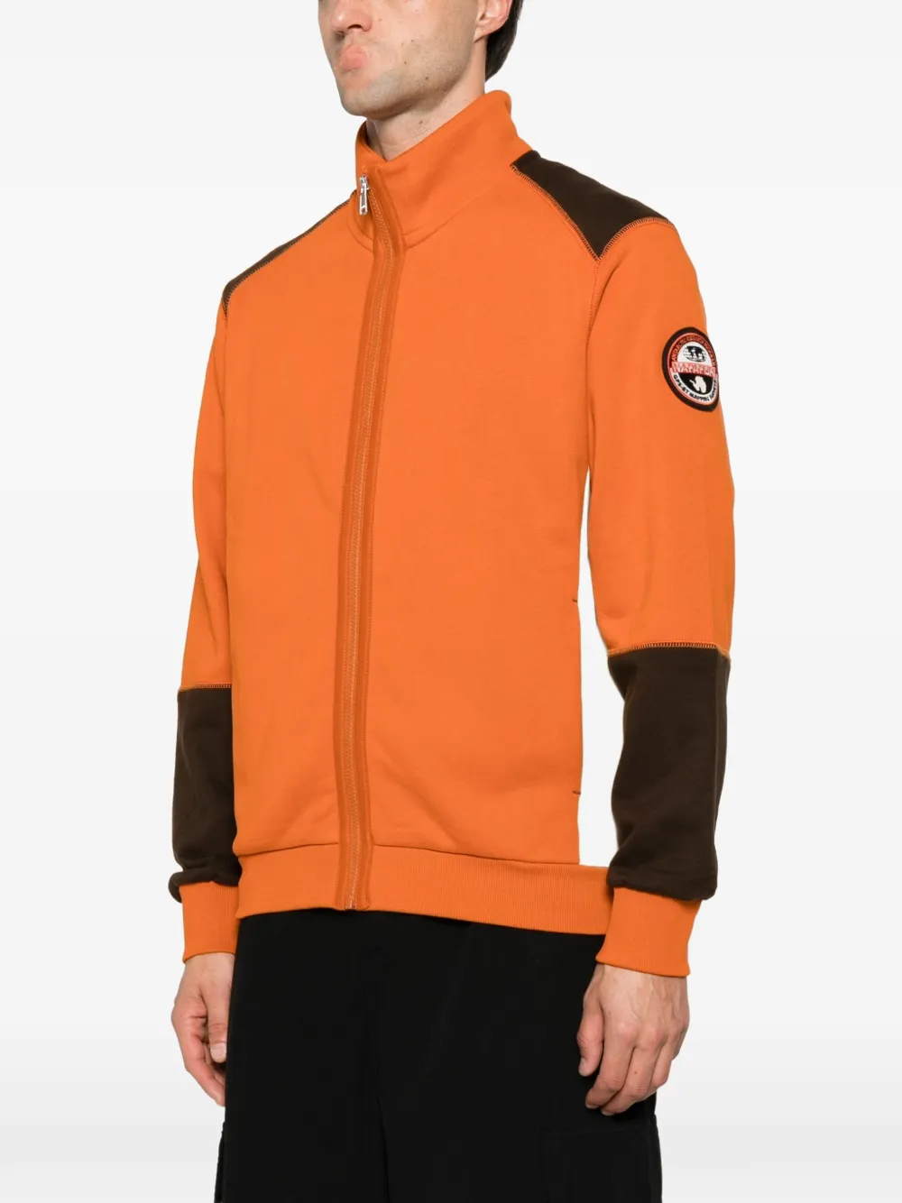 Napapijri Archive sweater met logo-patch en rits Oranje