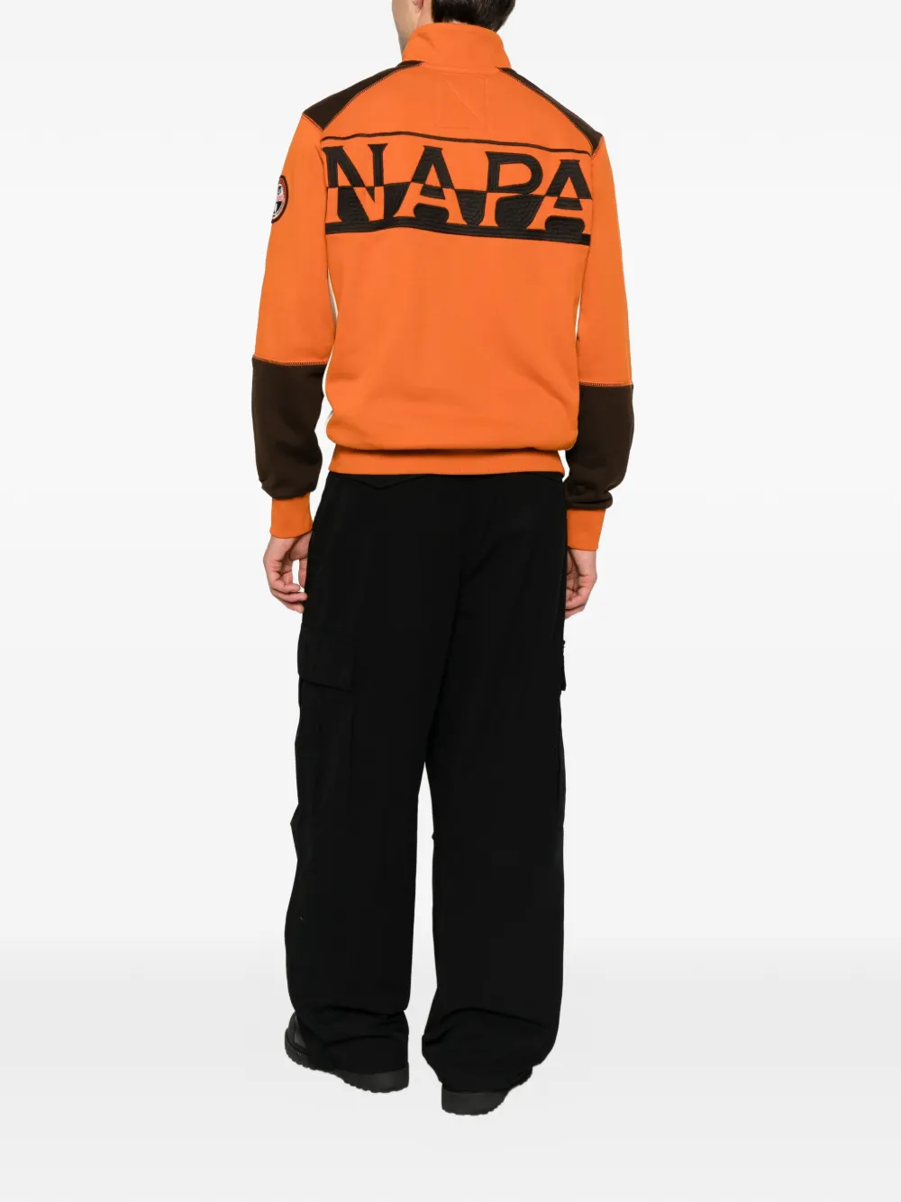 Napapijri Archive sweater met logo-patch en rits Oranje