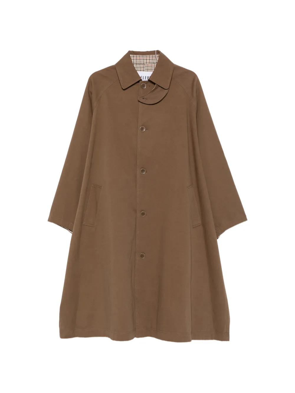 Eleh gingham-collar raglan-sleeve coat