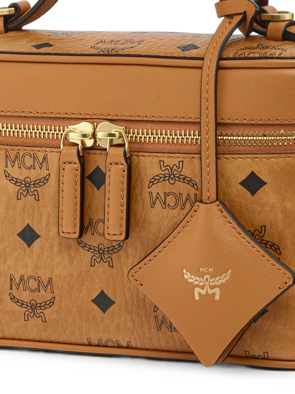 MCM Kleine Aren shopper met logo-print Bruin