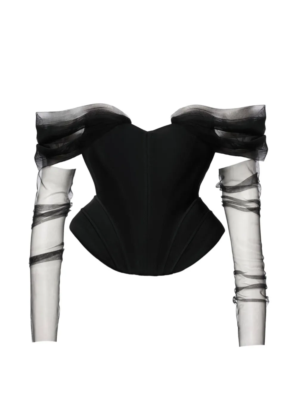 BENEDETTO tulle-sleeve corset top