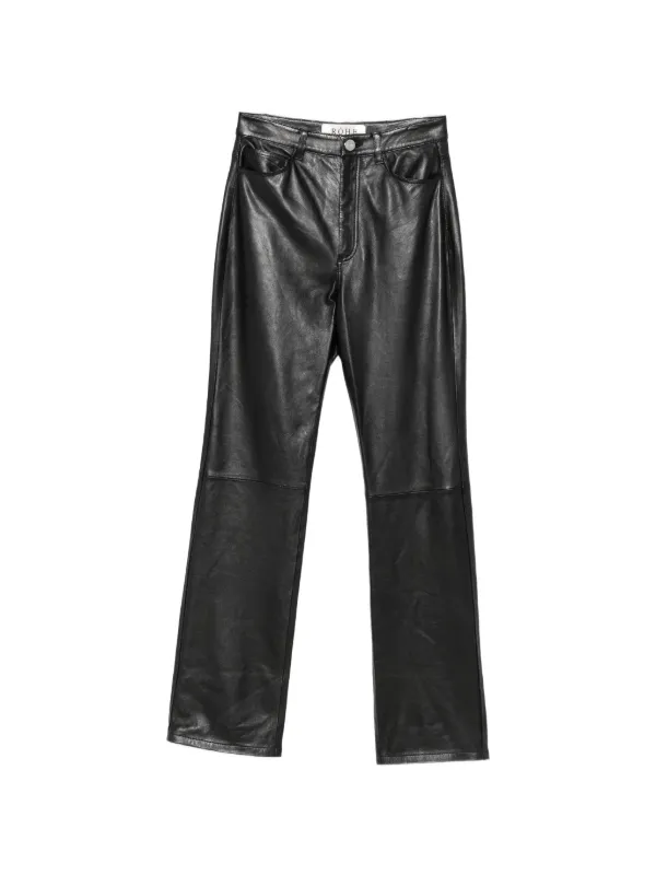 Róhe Leather Flared Trousers in Black