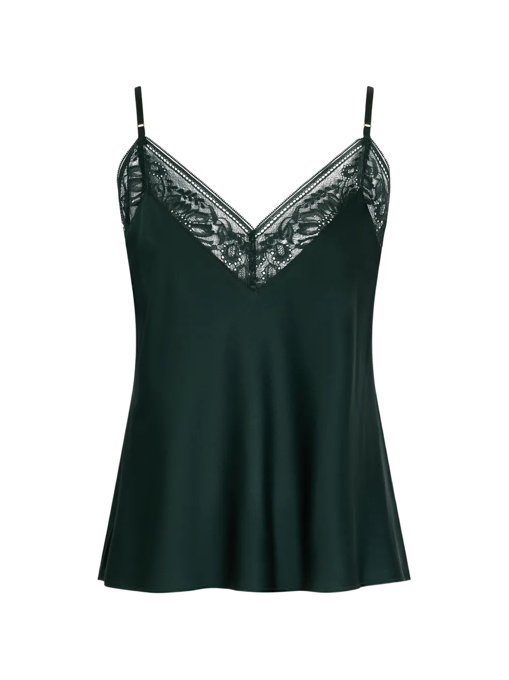 Aubade Midnight Whisper Pyjama-Oberteil mit Spitzenbesatz - Grün