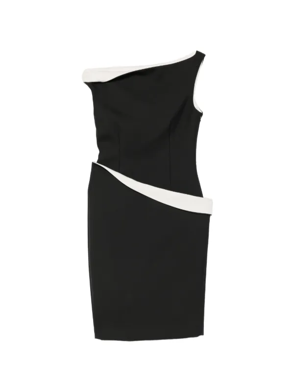 Róhe Asymmetric Two-tone Midi Dress in Black