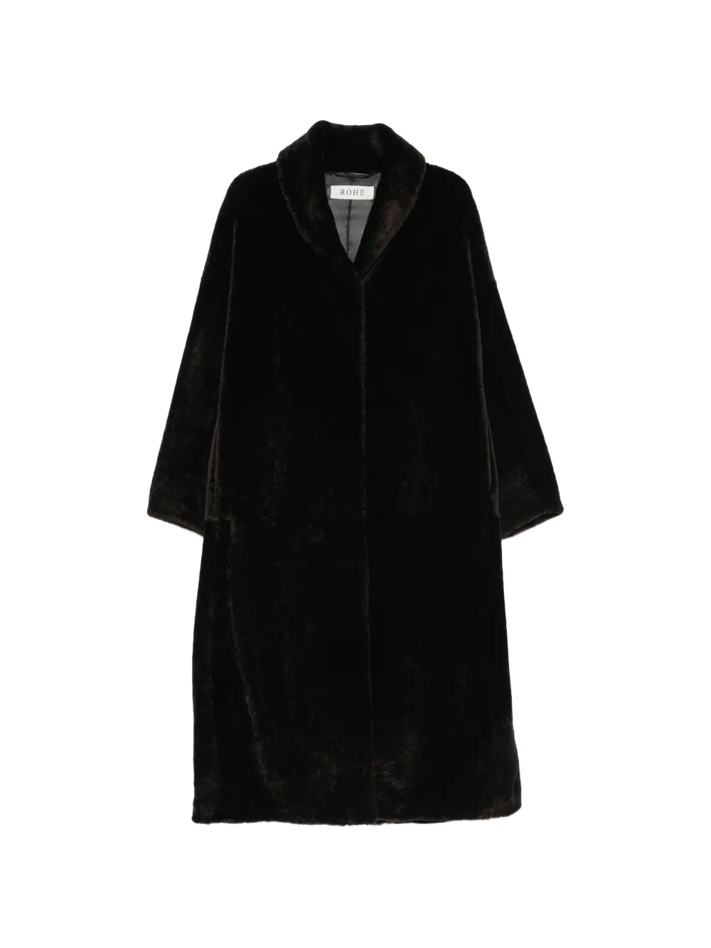 Róhe shearling shawl-collar coat - Marrone