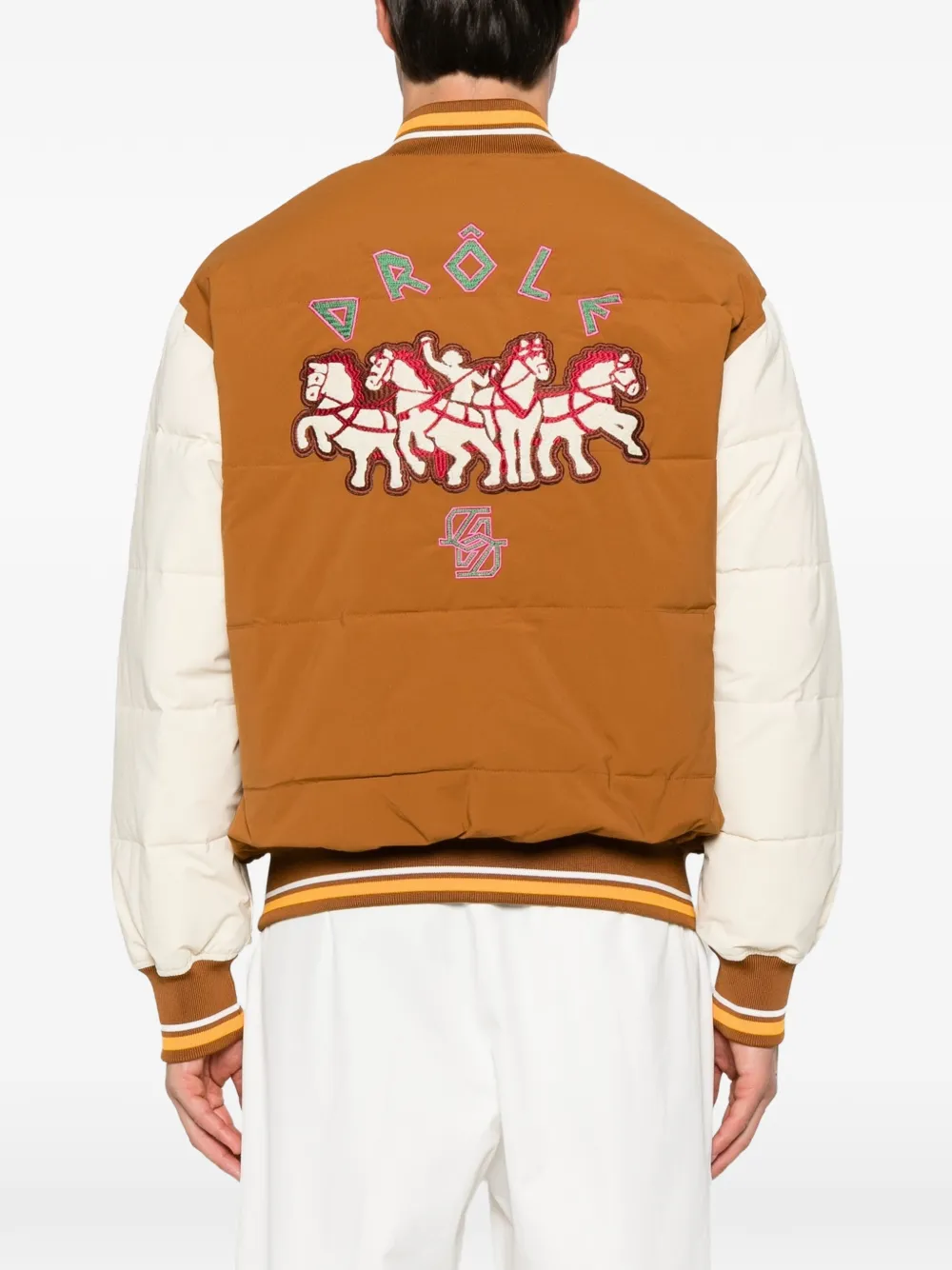 Drôle De Monsieur embroidered padded jacket Bruin
