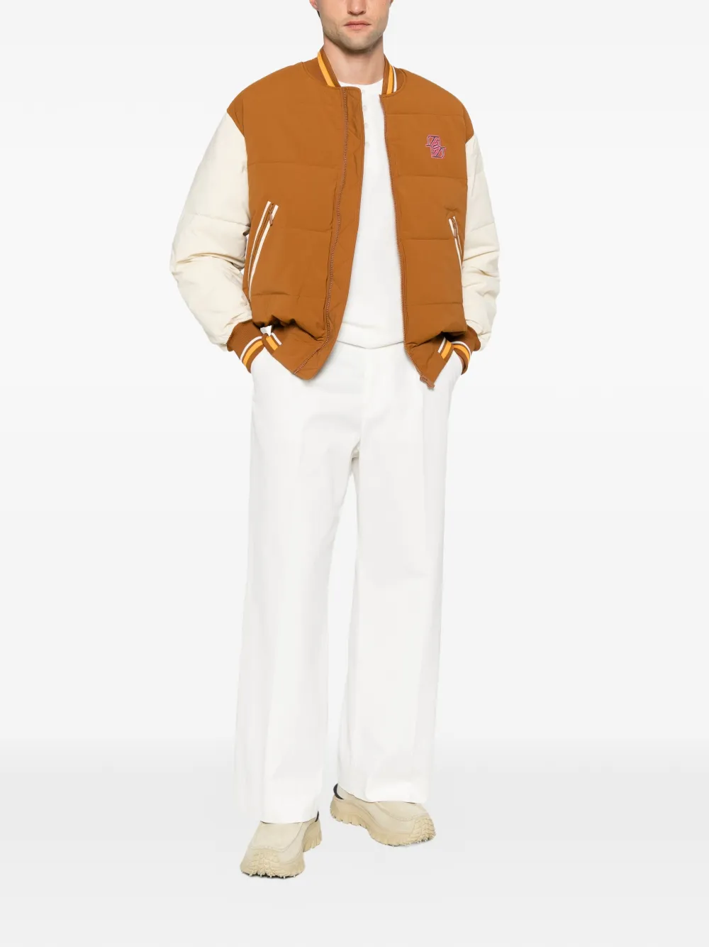 Drôle De Monsieur embroidered padded jacket Bruin