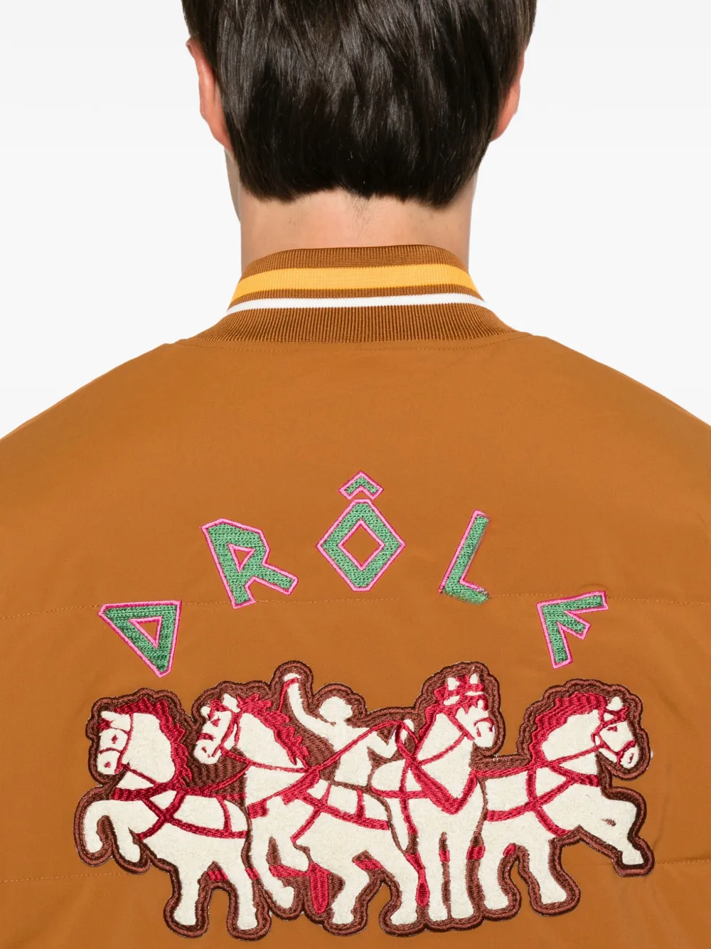 Drôle De Monsieur embroidered padded jacket Bruin