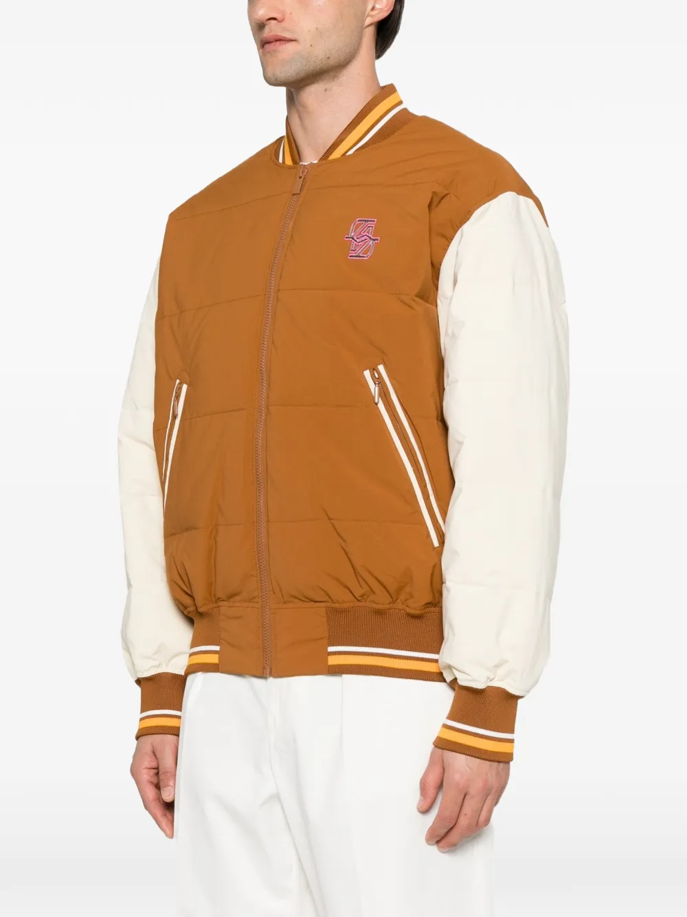 Drôle De Monsieur embroidered padded jacket Bruin