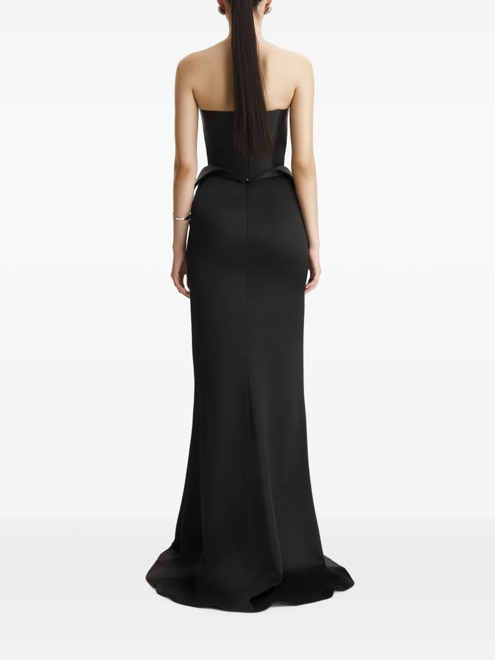 BENEDETTO asymmetric-corset and maxi skirt set Zwart