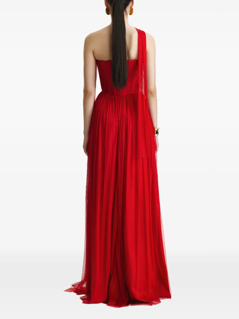 BENEDETTO Maxi-jurk met korset en sjaaldetail Rood