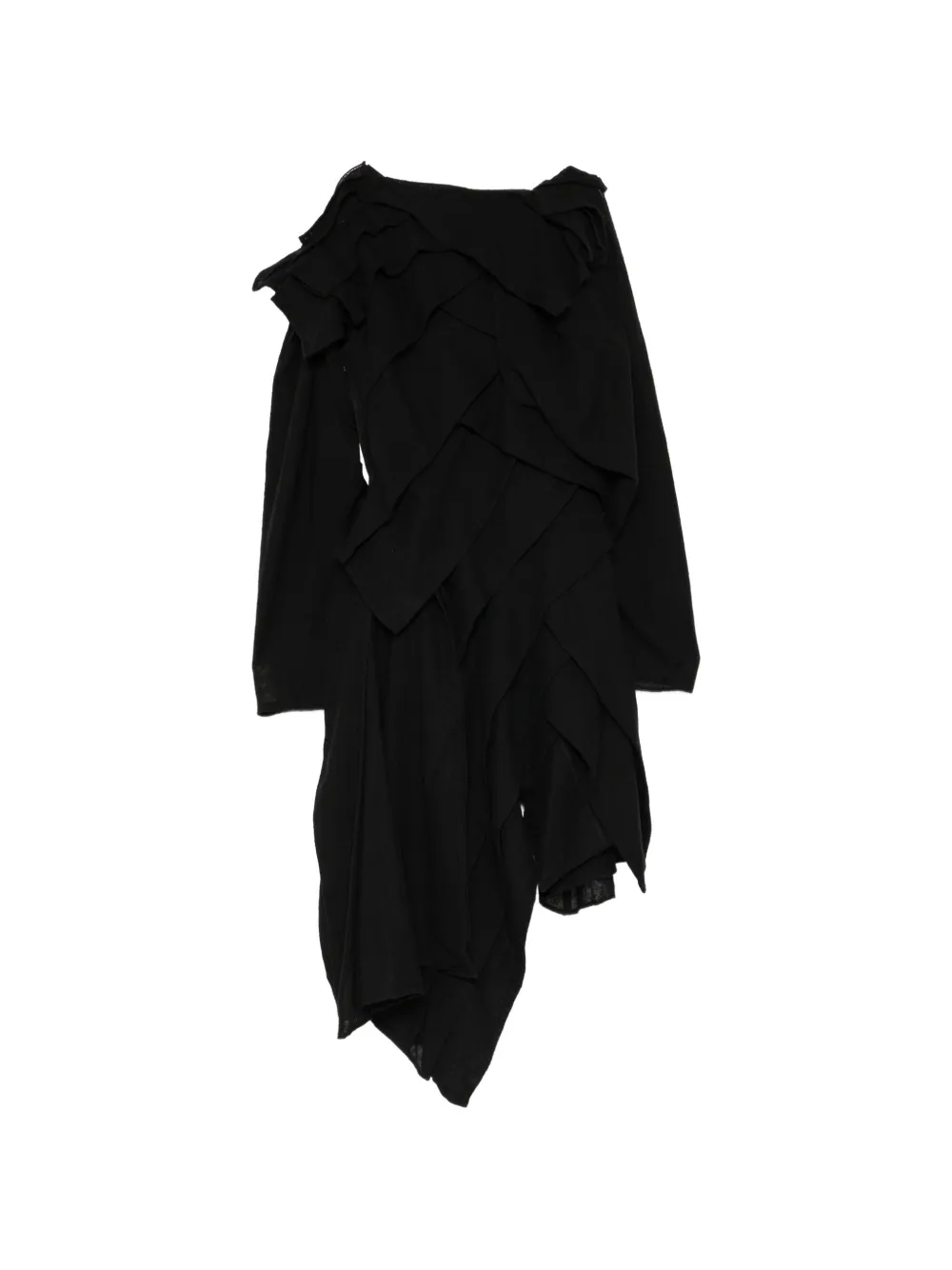 Yohji Yamamoto Omkeerbare kraagloze jas Zwart