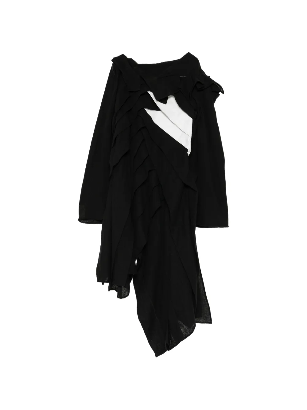 Yohji Yamamoto Cappotto reversibile senza colletto - Nero