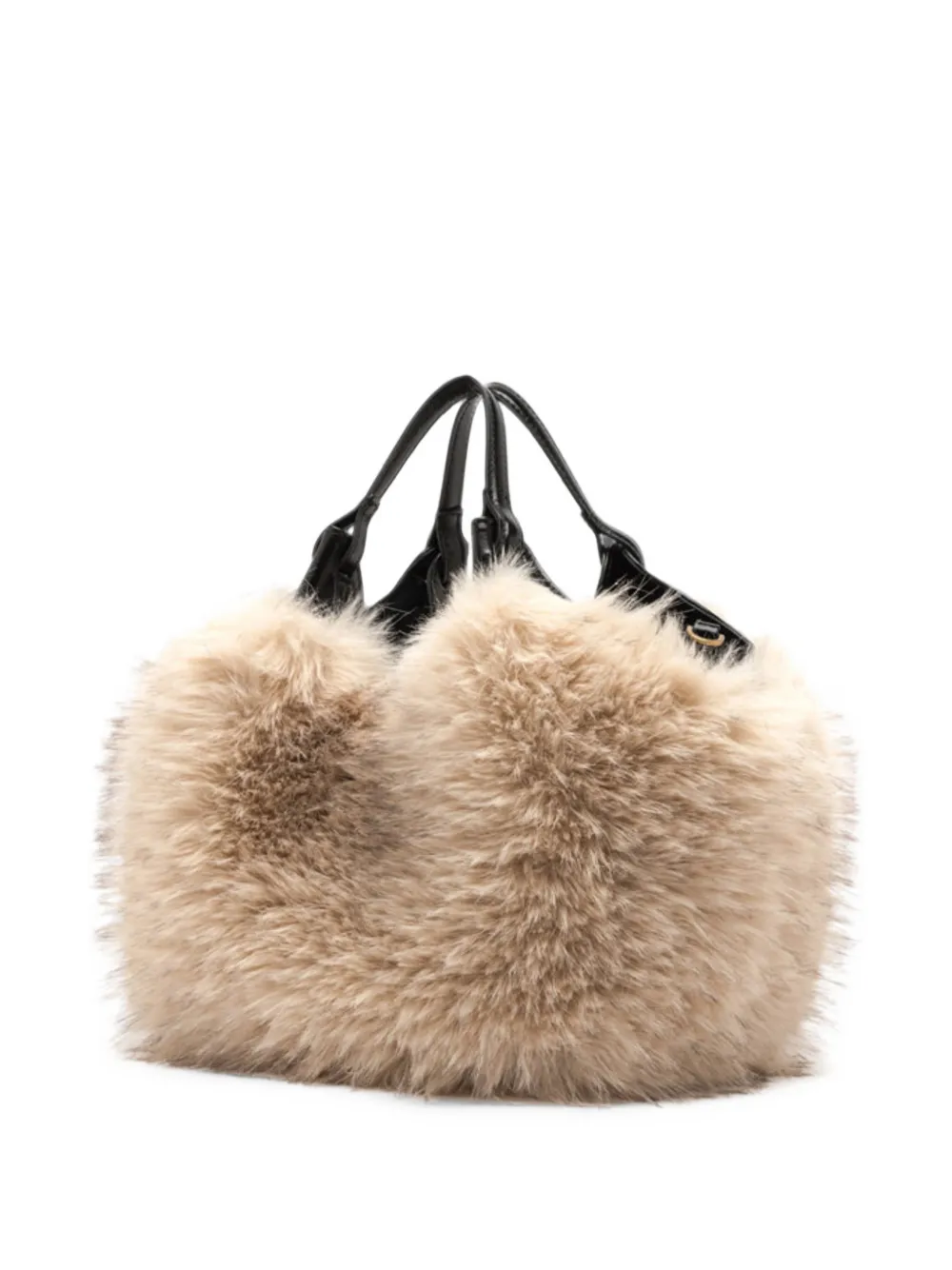 GIANNI CHIARINI Medium Dua shopper met afneembare band van imitatiebont Beige