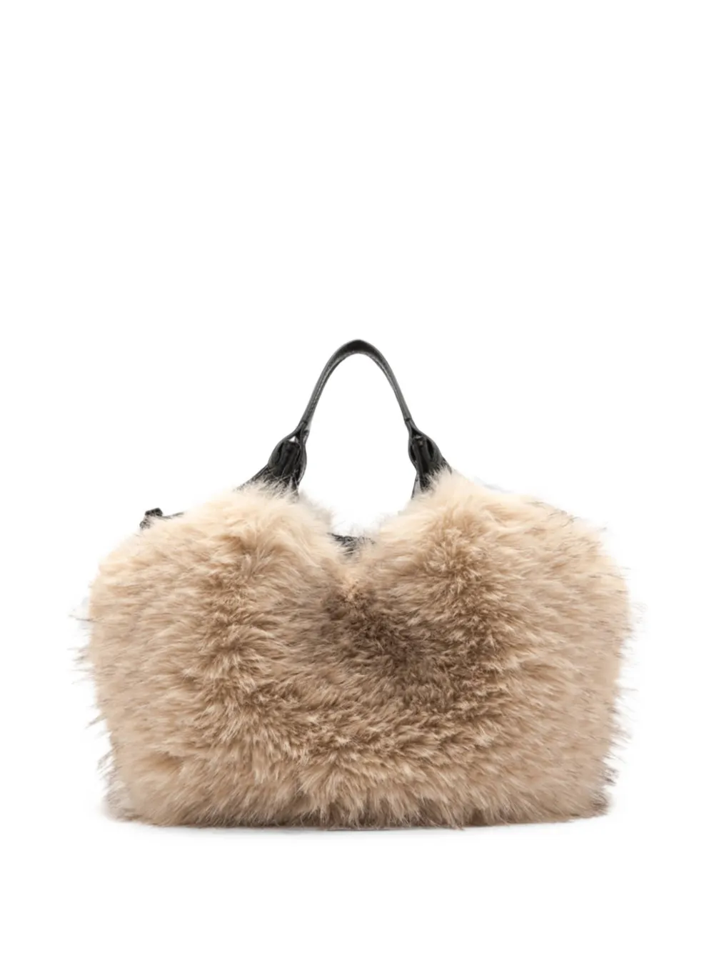GIANNI CHIARINI Medium Dua shopper met afneembare band van imitatiebont Beige