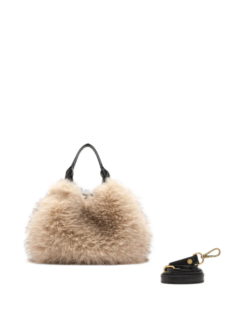 GIANNI CHIARINI Medium Dua shopper met afneembare band van imitatiebont Beige