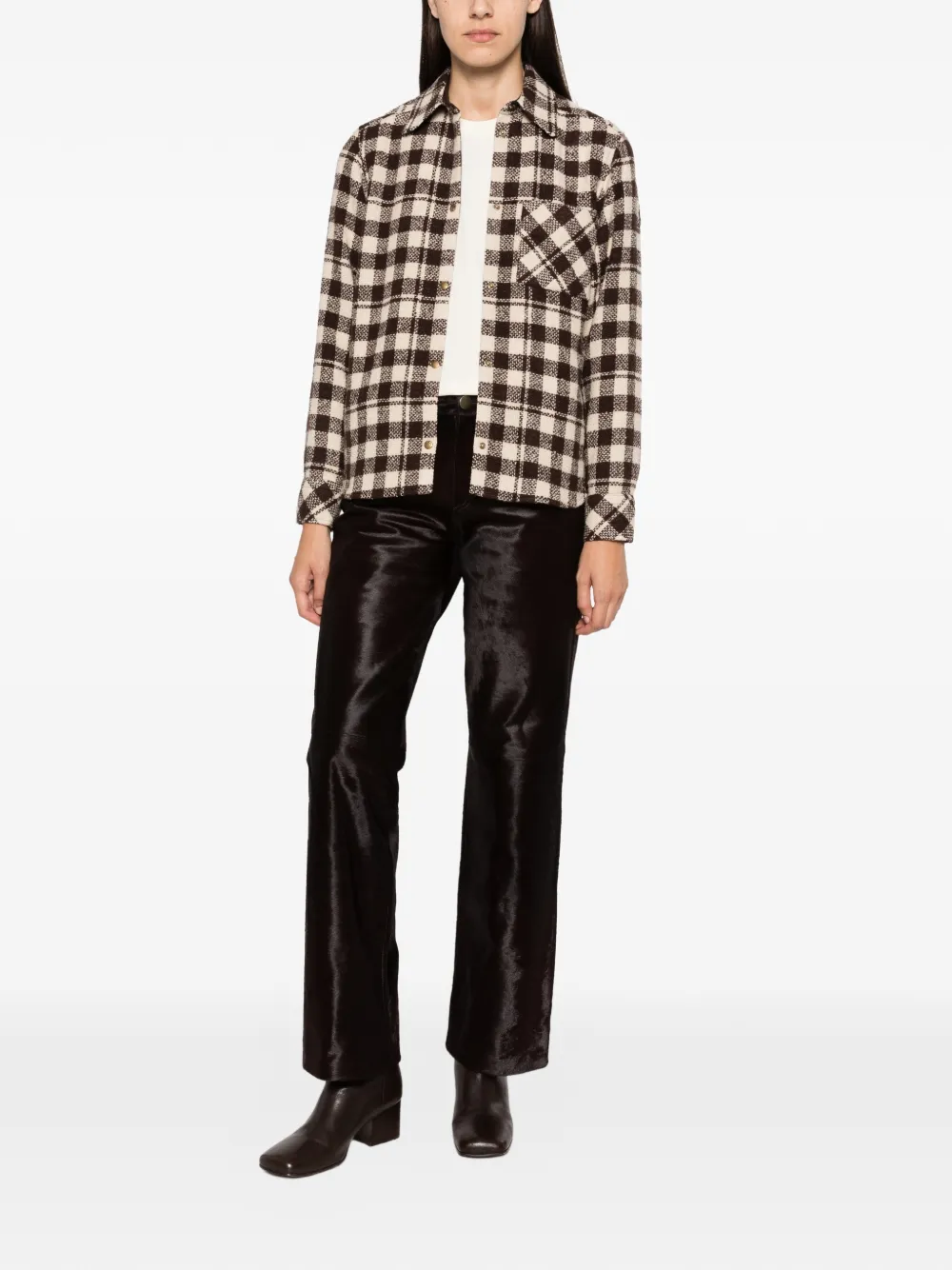 Moncler Geruit button-down shirtjack Bruin
