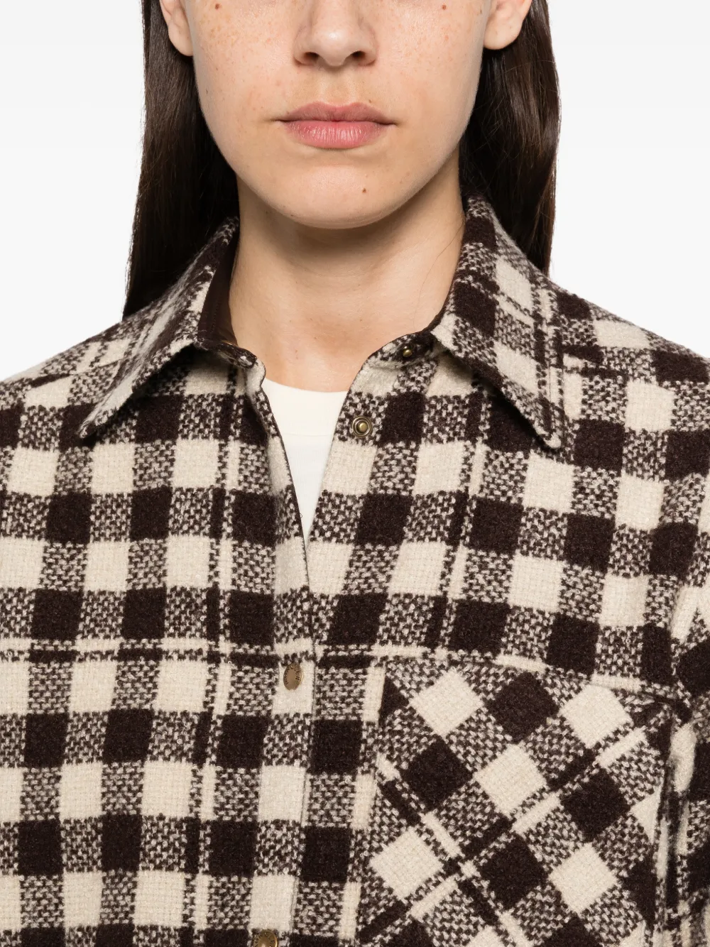 Moncler Geruit button-down shirtjack Bruin