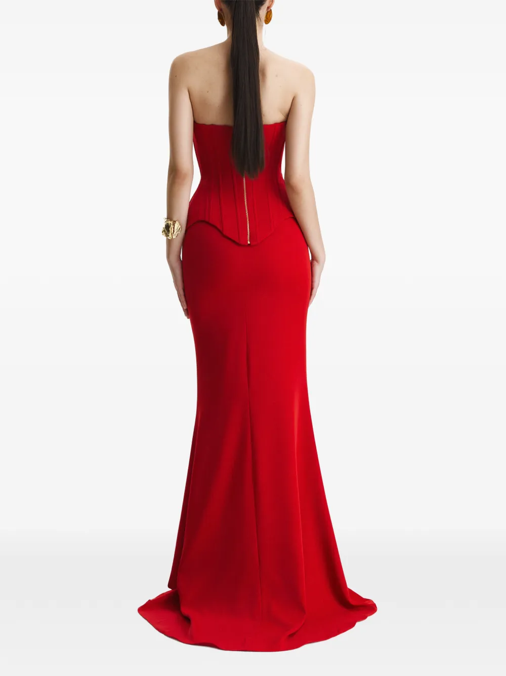 BENEDETTO strapless peplum corset top Rood